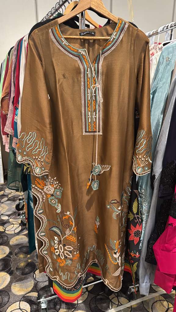 Embroidered Kaftaan |Antique Brass