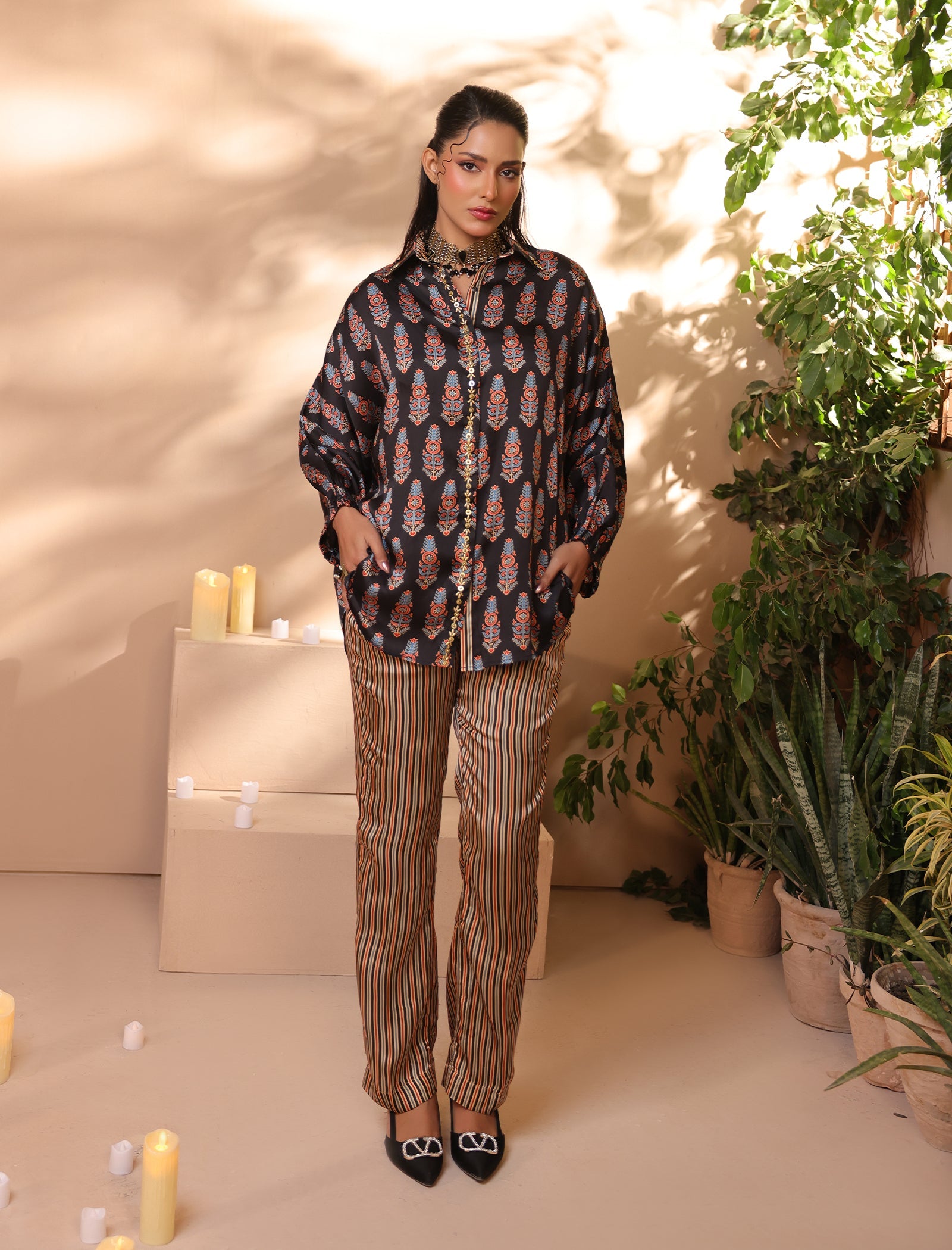 2 Pc Silk Formal Co-Ord Set - ZL25-C06-04 Main image