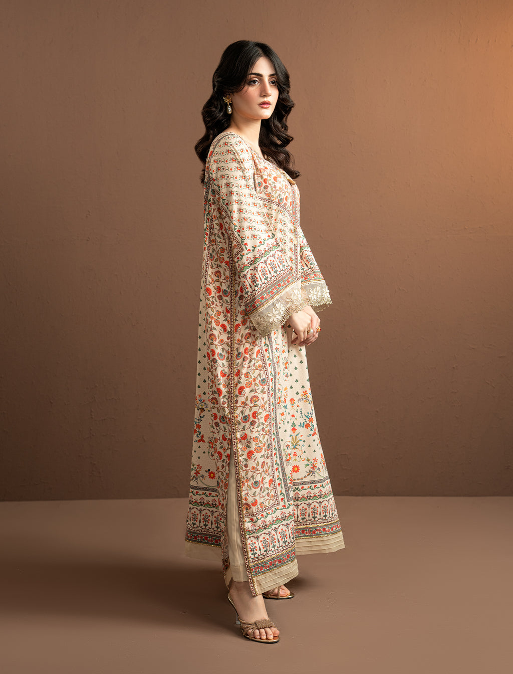 2Pc Printed Kaftaan | Ivory
