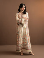 2Pc Printed Kaftaan | Ivory