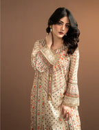 2Pc Printed Kaftaan | Ivory