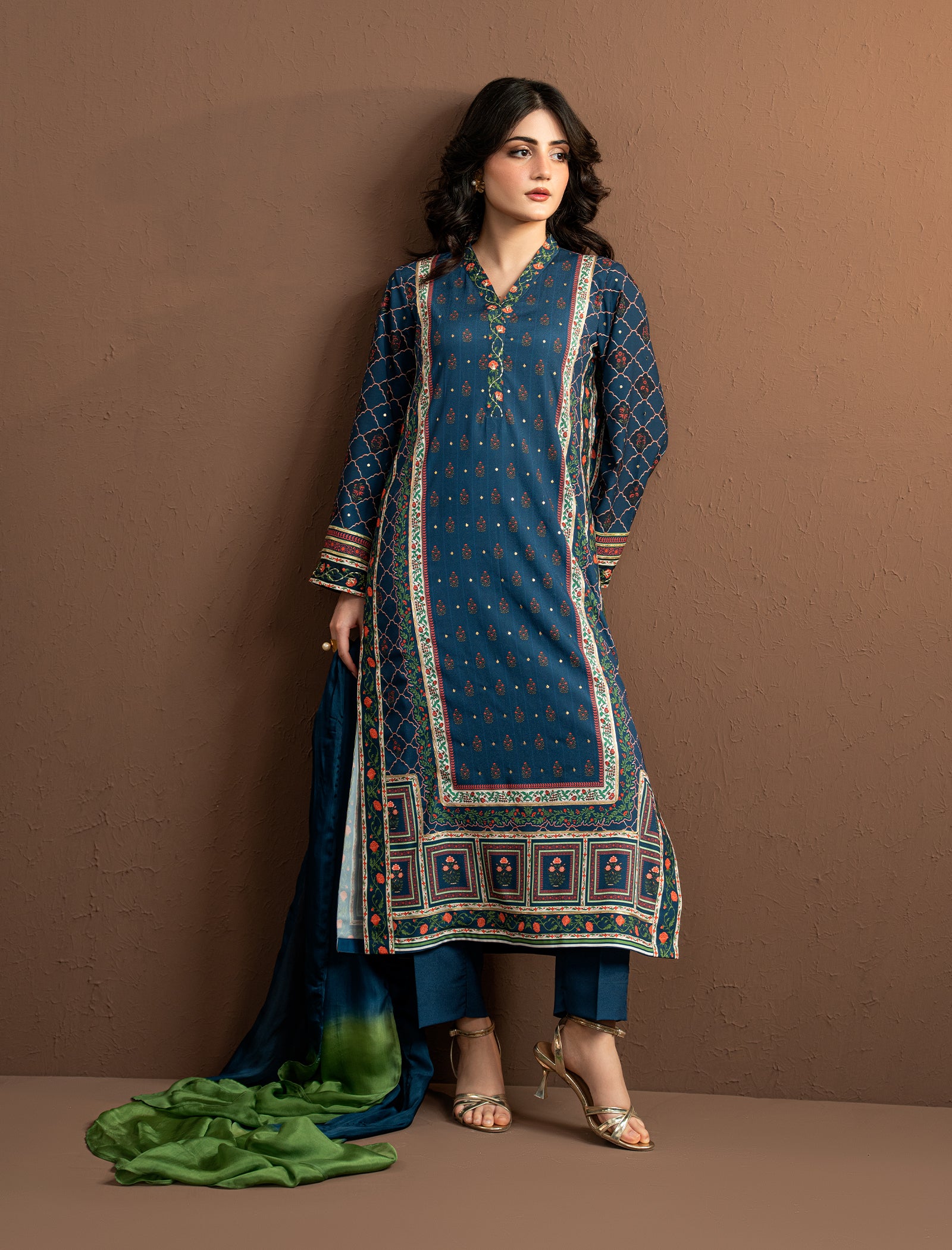 2Pc Printed Kaftaan | Blue