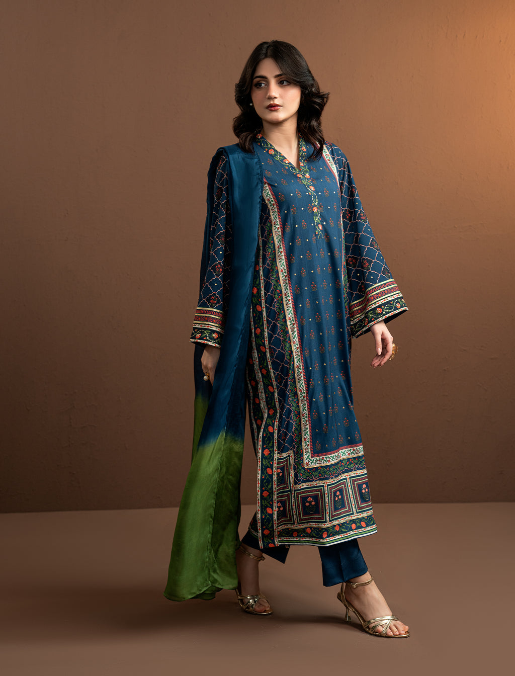 2Pc Printed Kaftaan | Blue