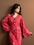 2Pc Printed Kaftaan | Red