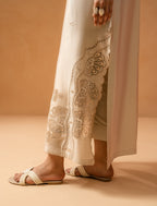 Ivory Kaftaan - floral cutwork hem detail