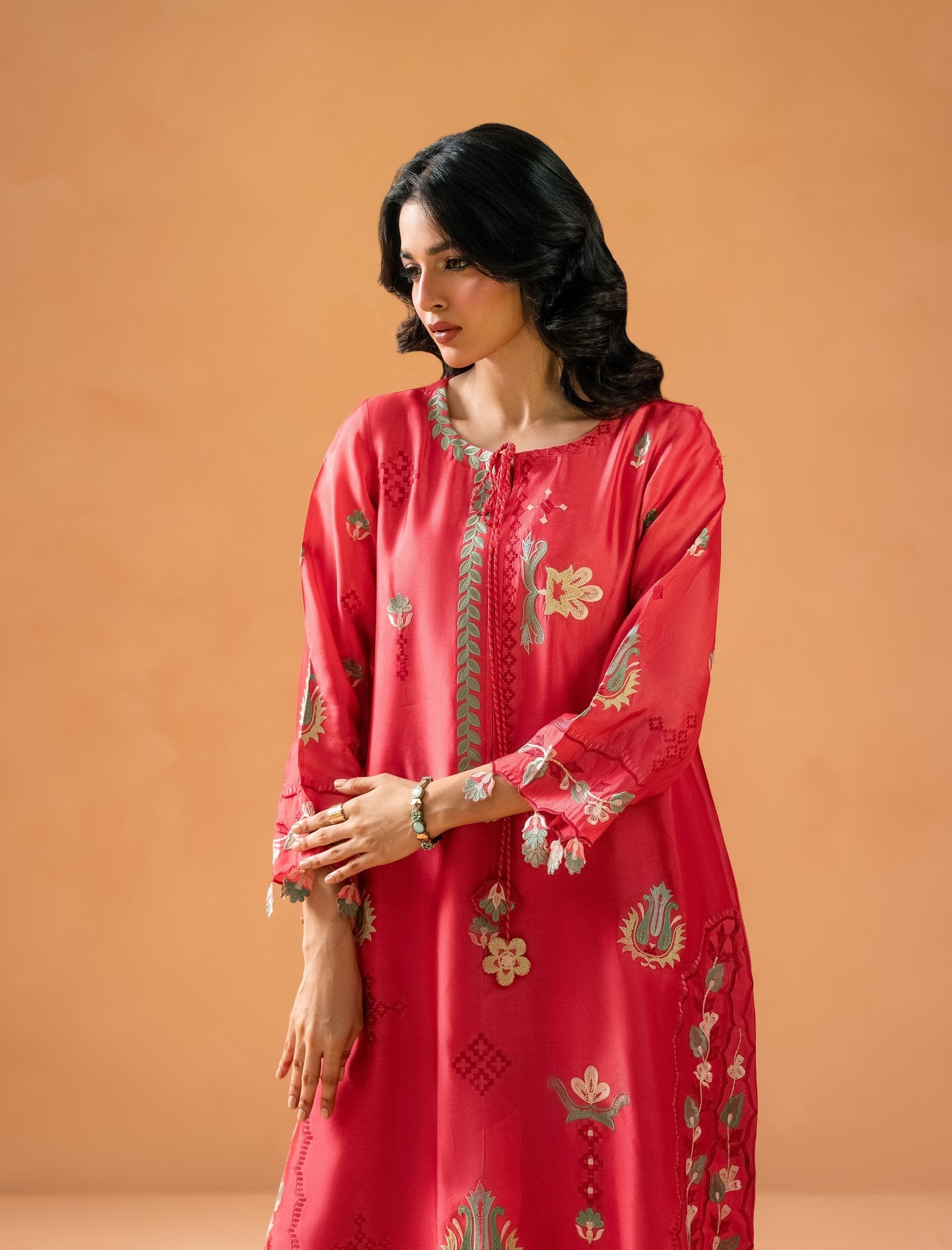 Melon Pink Kaftaan | 3 Pc Secondary image