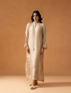 Ivory Kaftaan - hand-embroidered sheesha silk kaftan, front