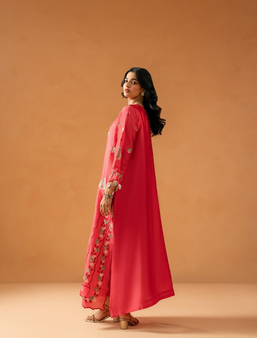 Melon Pink Kaftaan - side view